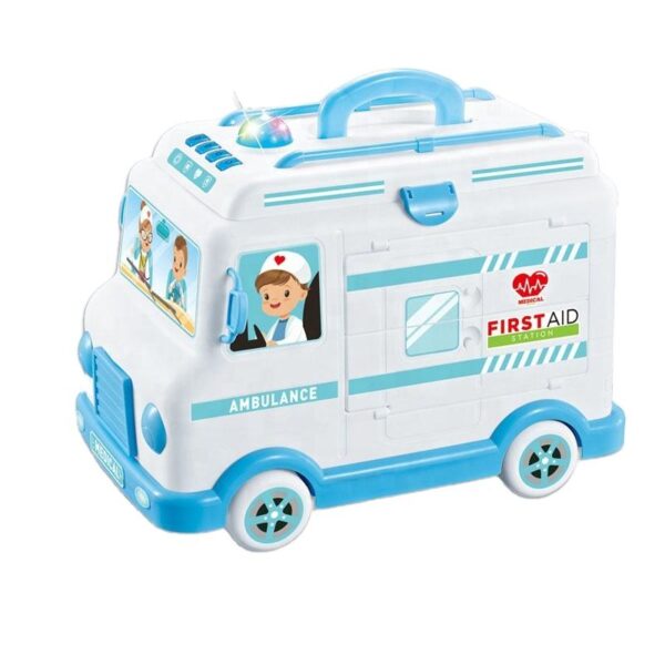 First-Aid Ambulance Car Toy Plastic Medical Kit Play And Role-Play Setting With Doctor Doll - Image 6