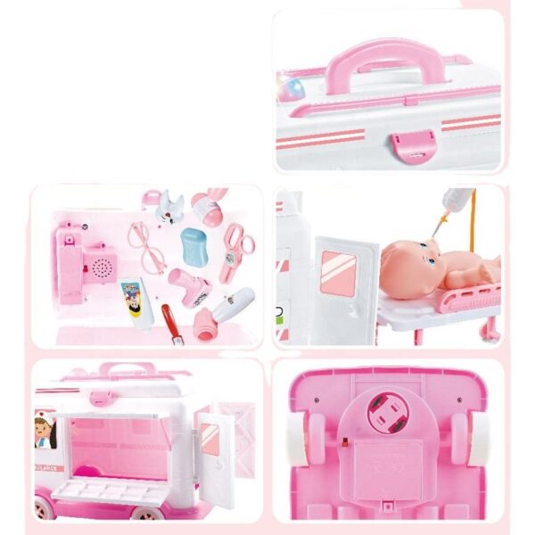 First-Aid Ambulance Car Toy Plastic Medical Kit Play And Role-Play Setting With Doctor Doll - Image 10