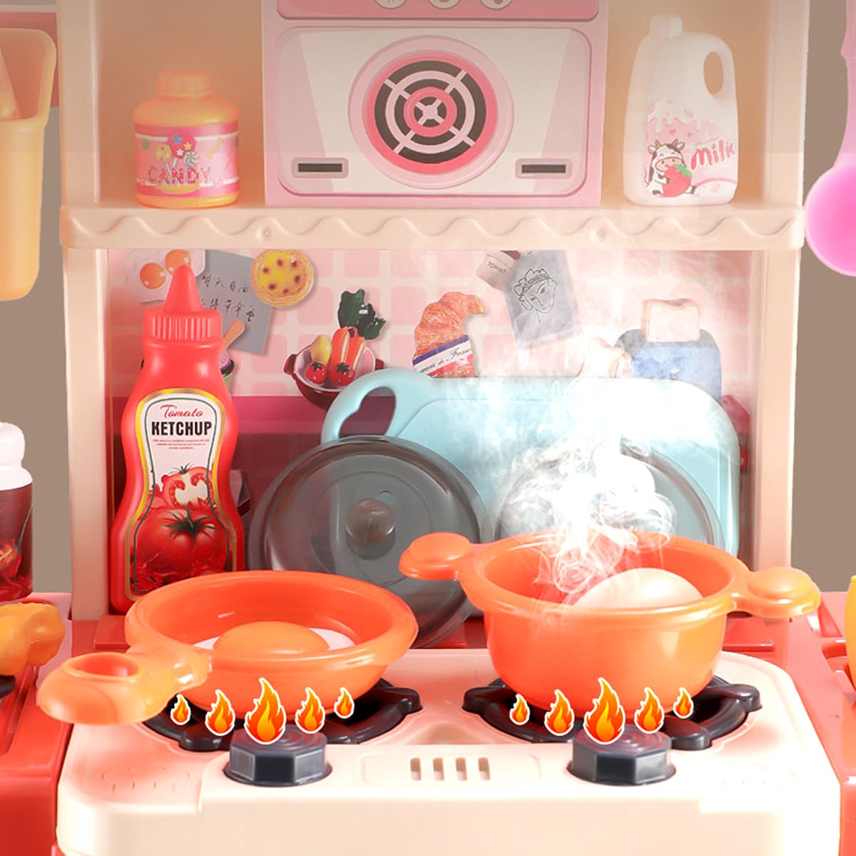 Kitchen Kids Toys Sets Pretend Spray Games 43PCS Mini Kitchen Toys Kids Real Cooking Sink Set Game Kitchen Toys For Kids - Image 9