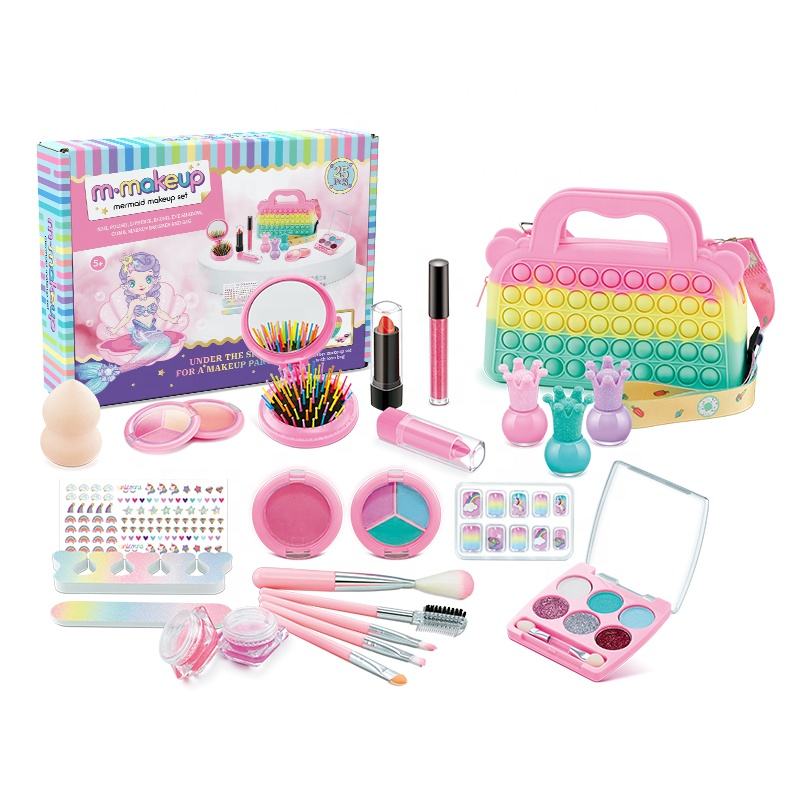 Fashion Gift Girl Toy Cosmetics Princess Dress Up Toy Makeup Kids Makeup Kit with Nails For Kids - Image 3