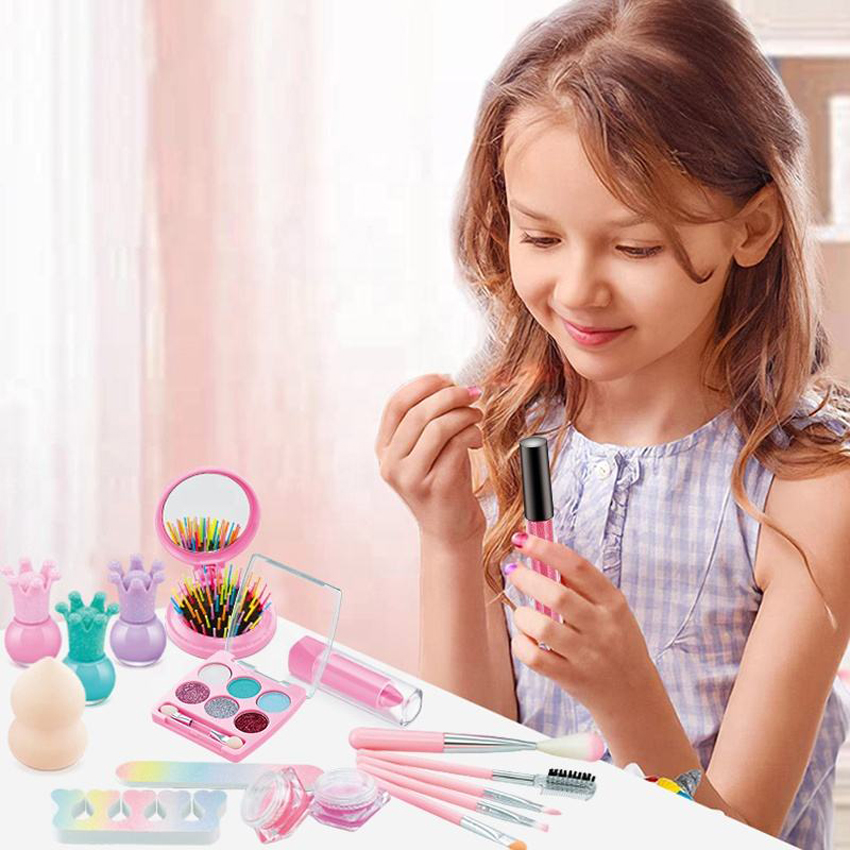 Fashion Gift Girl Toy Cosmetics Princess Dress Up Toy Makeup Kids Makeup Kit with Nails For Kids - Image 11