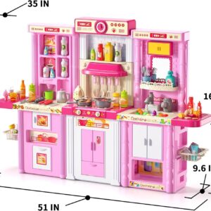 3 in 1 Play Kitchen Toys Kids Play Big Kitchen Set Includes Kitchen Accessories for Pretend Play Preschool Cooking Toy Set - Image 15