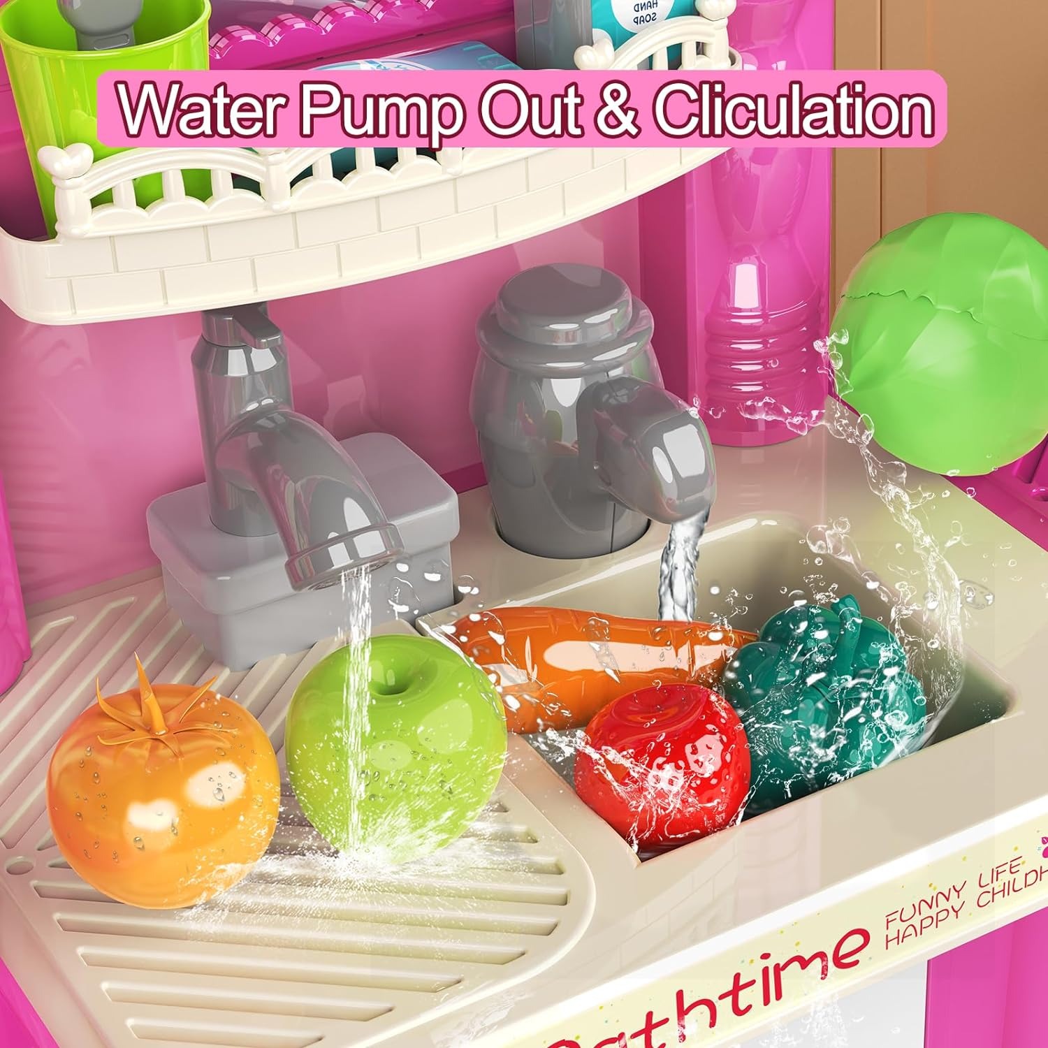 3 in 1 Play Kitchen Toys Kids Play Big Kitchen Set Includes Kitchen Accessories for Pretend Play Preschool Cooking Toy Set - Image 9