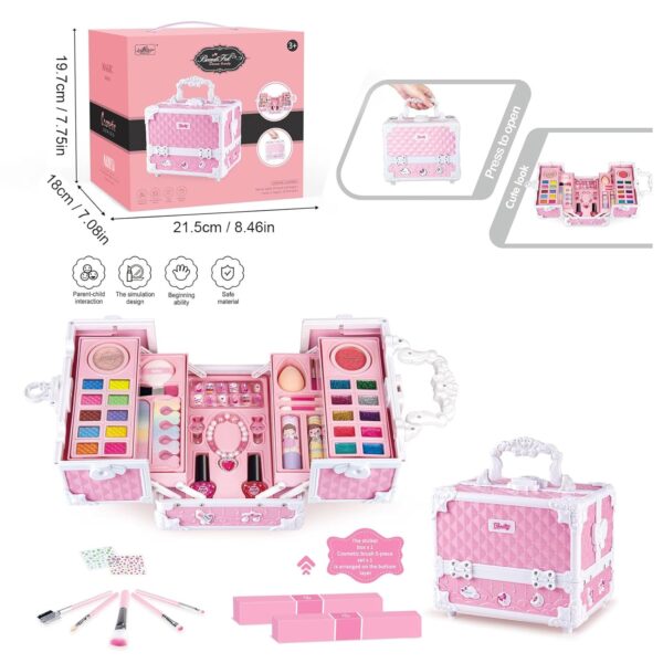 Wholesale Cosmetic Kit Suitcase Beauty Toys Set Kids Pretend Play Real Make-up Sets Cosmetics Box Toy for Girls - Image 4