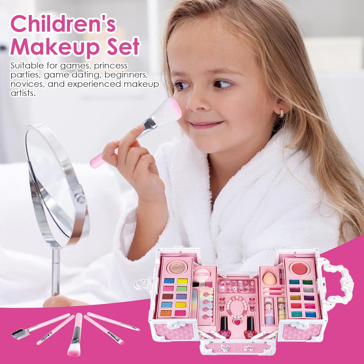 Wholesale Cosmetic Kit Suitcase Beauty Toys Set Kids Pretend Play Real Make-up Sets Cosmetics Box Toy for Girls - Image 9