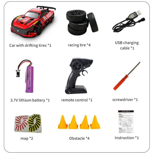 2.4GHz 4WD 7 Colors High Speed Racing Sports Drift Rc Car with LED Lights - Image 4