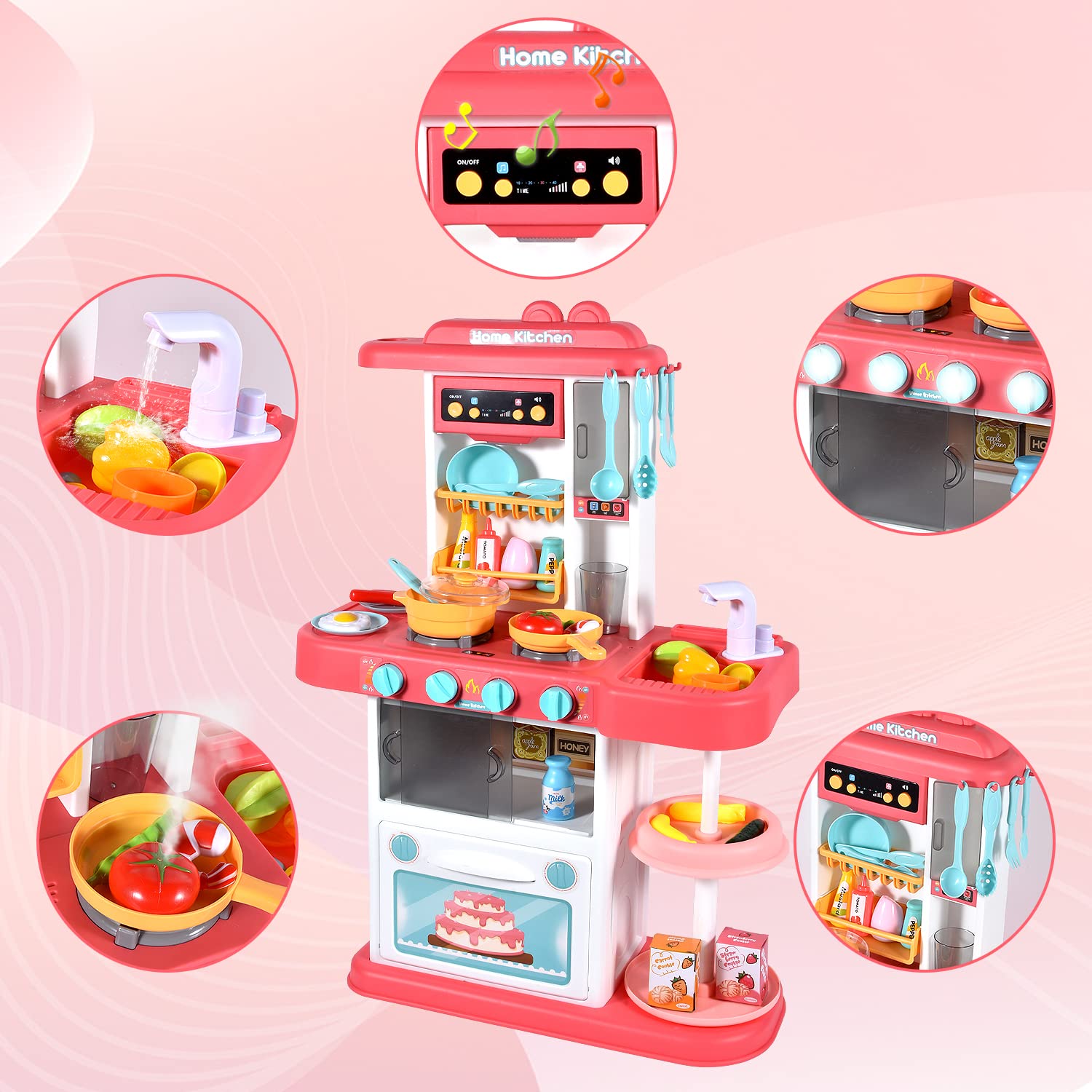 43Pcs 72Cm Children Pretend Play Play Kid Big Kitchen Set Toys - Image 7