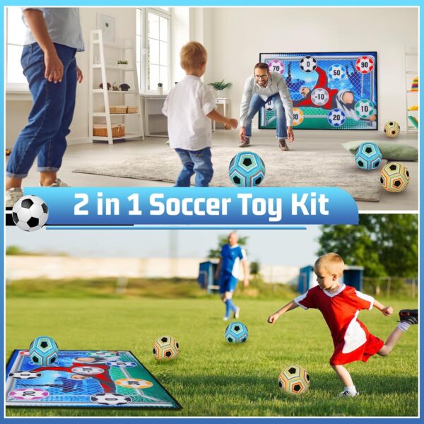 Kids Backyard Outdoor Indoor Toys Soccer Ball Game Set Soccer Game Target with 2 Soccers - Image 4