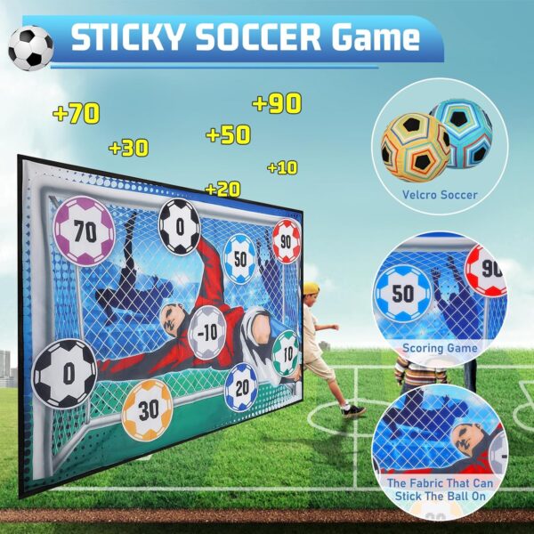 Kids Backyard Outdoor Indoor Toys Soccer Ball Game Set Soccer Game Target with 2 Soccers - Image 6