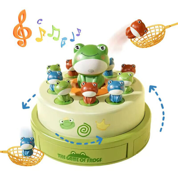 Kids Electric Music Board Games Educational Reactivity Montessori Toy Frog Bouncing Carousel Frog Up Toy - Image 2