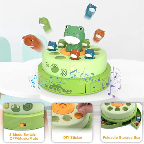 Kids Electric Music Board Games Educational Reactivity Montessori Toy Frog Bouncing Carousel Frog Up Toy - Image 6