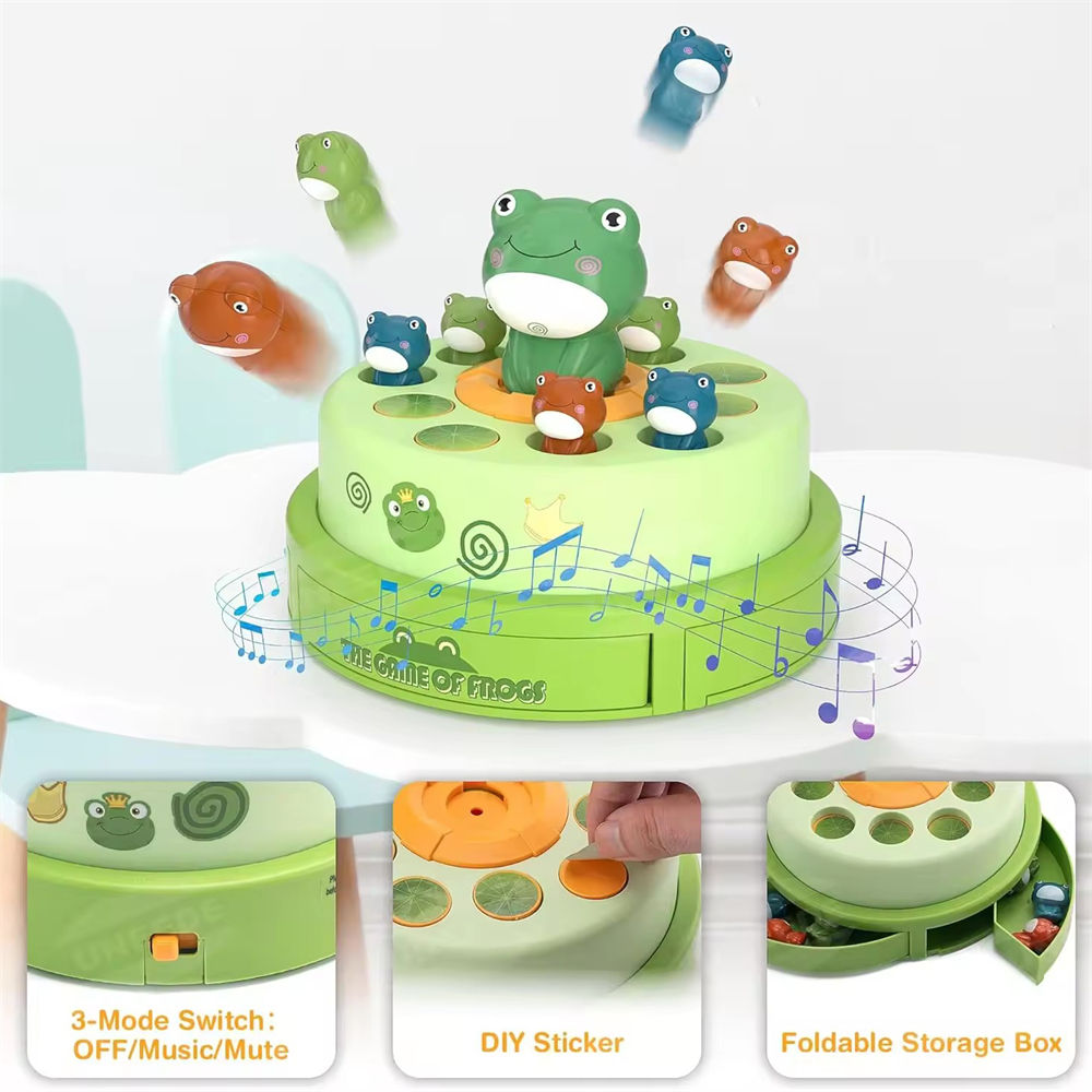 Kids Electric Music Board Games Educational Reactivity Montessori Toy Frog Bouncing Carousel Frog Up Toy - Image 5
