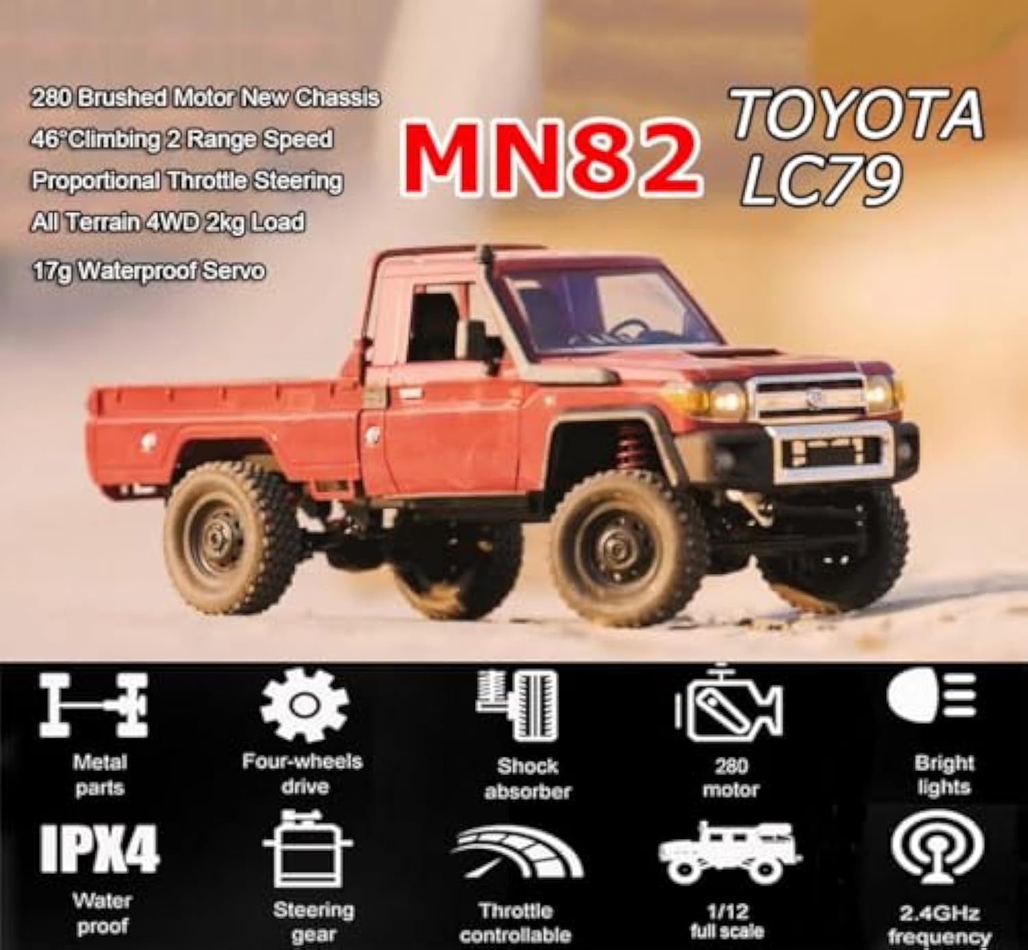 1/12 Scale Pickup 4WD 2.4Ghz Remote Control Truck Model Climbing Off-Road Vehicle - Image 7