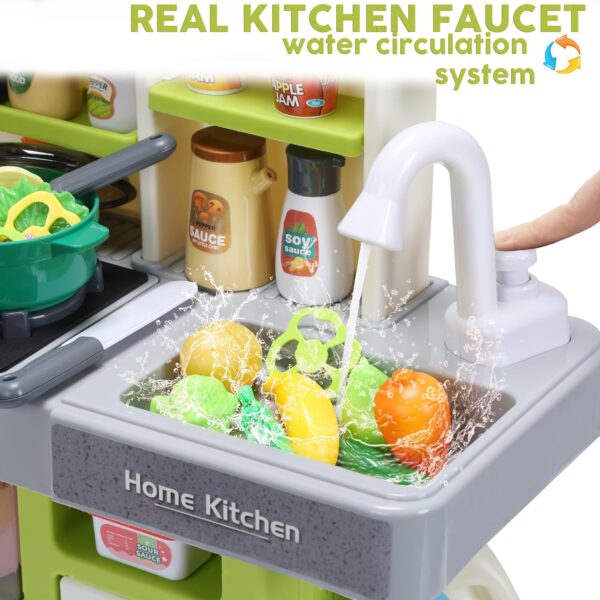 63 PCS Kitchen Accessories 80CM Kids Pretend Play Realistic Lights Sounds Spray Kitchen Set Toys for Children - Image 4
