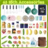 63 PCS Kitchen Accessories 80CM Kids Pretend Play Realistic Lights Sounds Spray Kitchen Set Toys for Children - Image 15