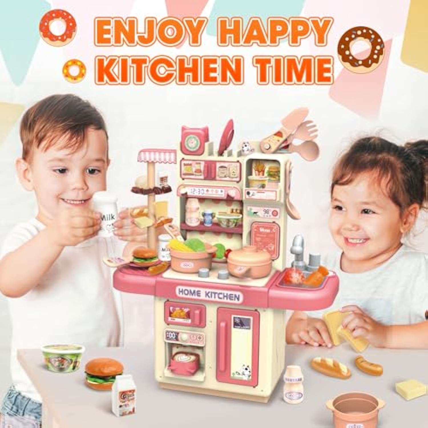 Customized Plastic Role Play Kitchen Play Set Toy Kids Cooking Food Kitchen Toys Female Spraying Kitchen Set Toys - Image 11