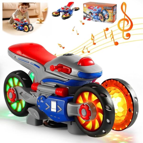 New Design Children’s Music Electric Rotary Universal Kids Toy Motorcycle Colorful Lights Electric Car Toy - Image 2