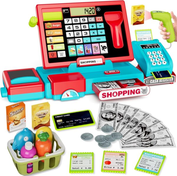 Cash Register Toys Simulation Shopping Toys Gifts with Electronic Sounds Fun Indoor Pretend Play House Toys for Children - Image 2