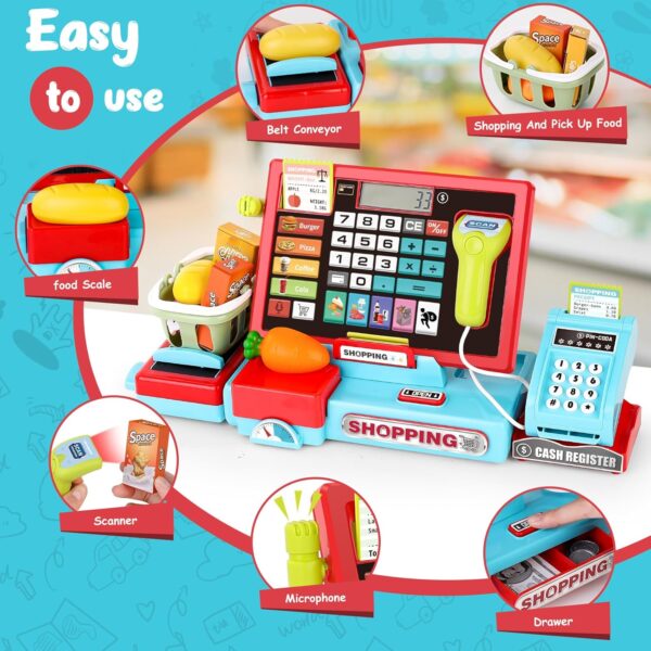 Cash Register Toys Simulation Shopping Toys Gifts with Electronic Sounds Fun Indoor Pretend Play House Toys for Children - Image 6