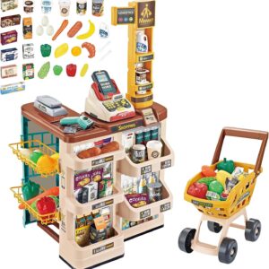 Grocery Toys Mini Trolly Shopping Basket Supermarket Cashier Machine Toy Set for Kids - Image 13