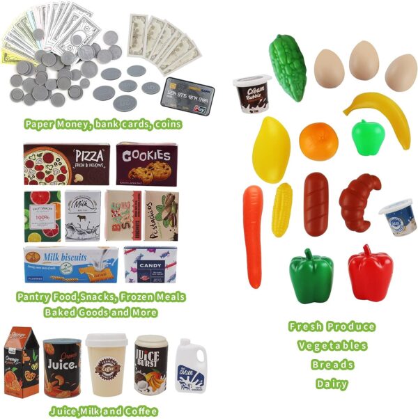 Grocery Toys Mini Trolly Shopping Basket Supermarket Cashier Machine Toy Set for Kids - Image 10