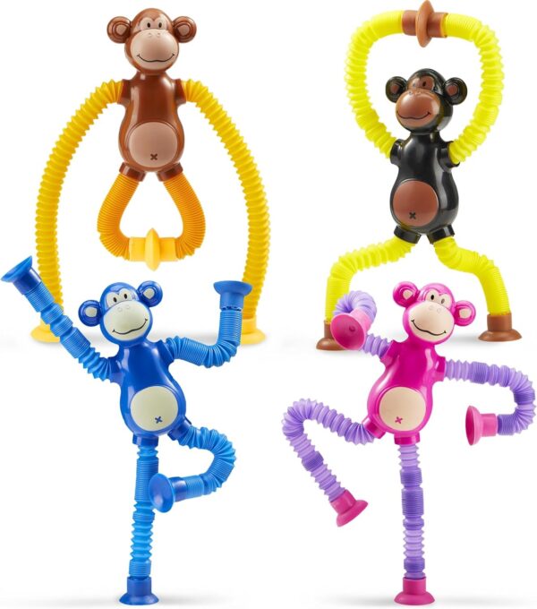 Suction Cup Cute Big Ear Monkey Tube Squeeze Fidget Relieve Toy Pop Tubes Monkey Toys for Kids - Image 2