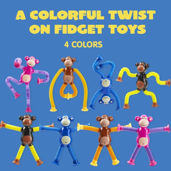 Suction Cup Cute Big Ear Monkey Tube Squeeze Fidget Relieve Toy Pop Tubes Monkey Toys for Kids - Image 6