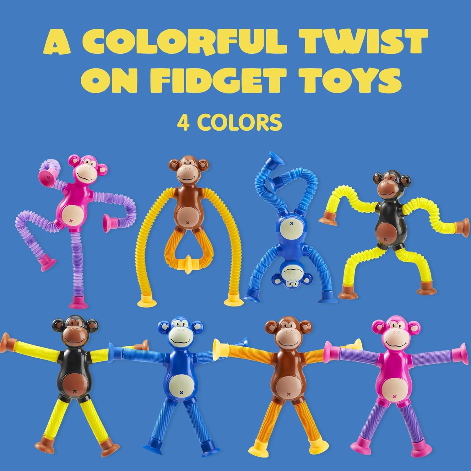 Suction Cup Cute Big Ear Monkey Tube Squeeze Fidget Relieve Toy Pop Tubes Monkey Toys for Kids - Image 5