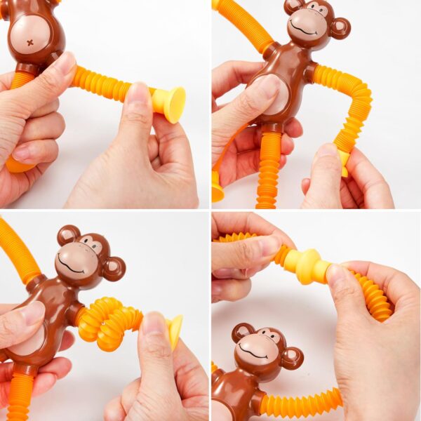 Suction Cup Cute Big Ear Monkey Tube Squeeze Fidget Relieve Toy Pop Tubes Monkey Toys for Kids - Image 8