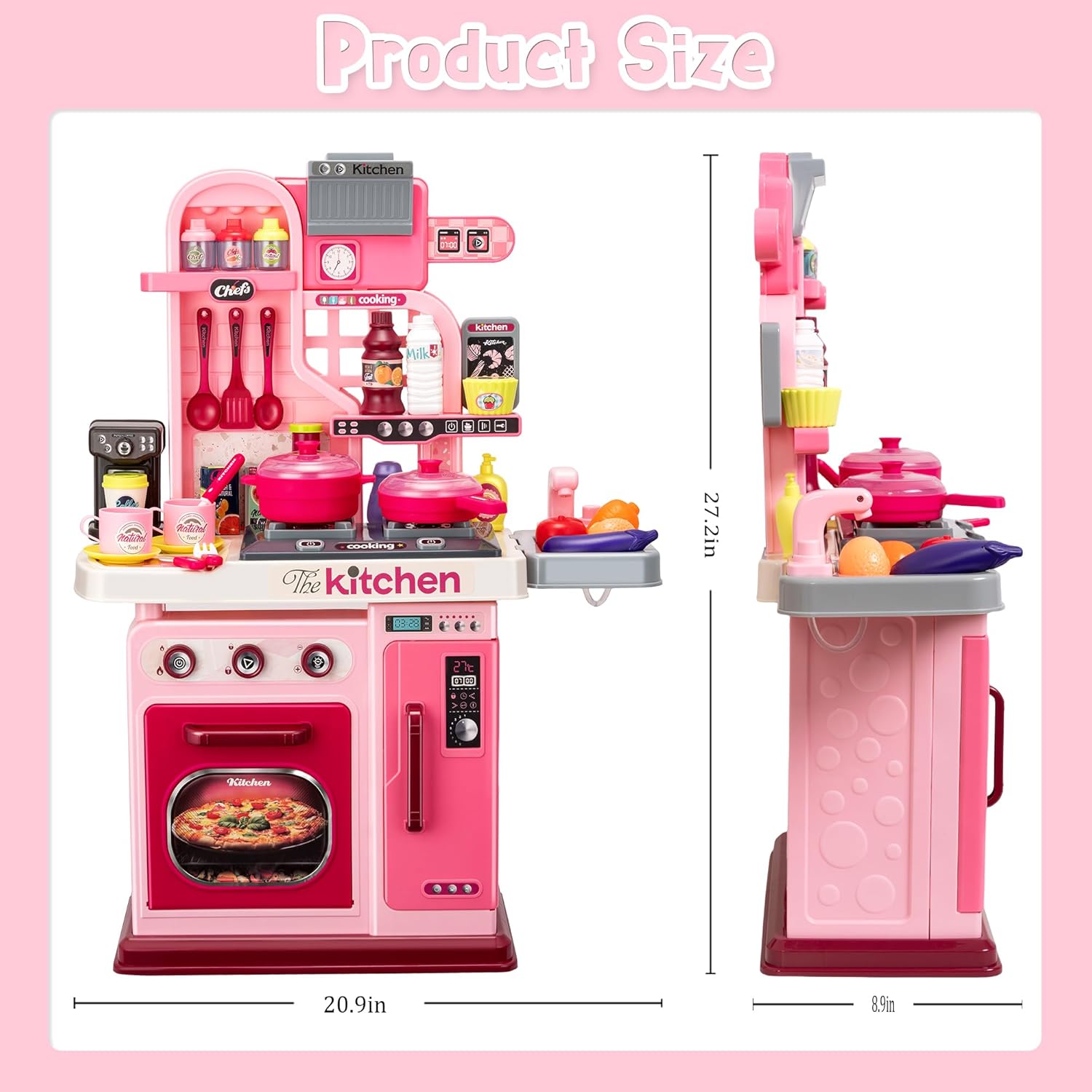 Girl Toy Multifunction Kids Role Pretend Play Cooking Game Toys Lighting Music Kitchen Table Toy Set - Image 7