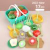 17Pcs Customized Design Role Play Kitchen Play Set Toy Kids Cooking Food Fruit Magnet Cutting Toy for Kids - Image 17