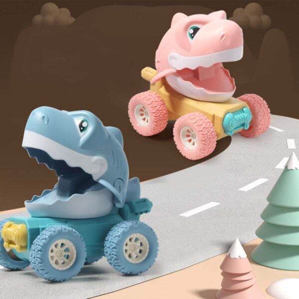 New design portable and mini car toys interesting pressing car for children dinosaur&shark styles pressing car toys - Image 2
