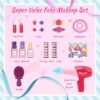Girls Pretend Play Makeup Table Set with Stool Vanity Set with Lights Music Openable Doors - Image 15