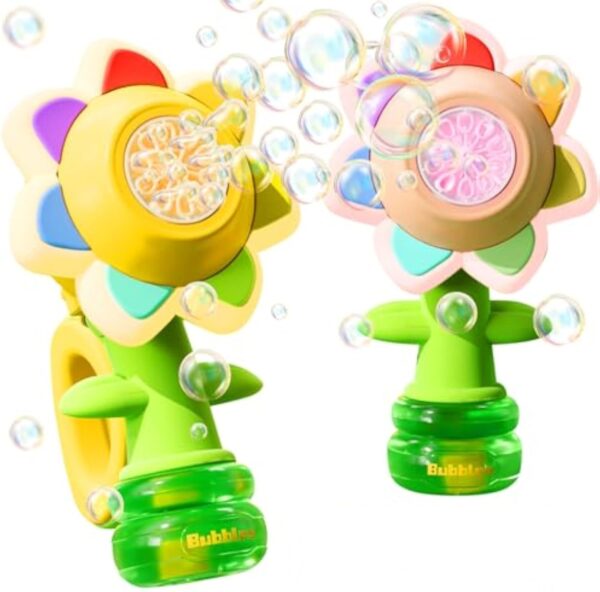 Sunflower Bubble Maker Cute Seven Color Spit Model Colorful Electric Power Dancing Flowers Bubble Machine - Image 2