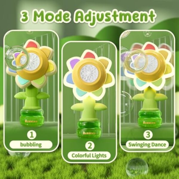 Sunflower Bubble Maker Cute Seven Color Spit Model Colorful Electric Power Dancing Flowers Bubble Machine - Image 8