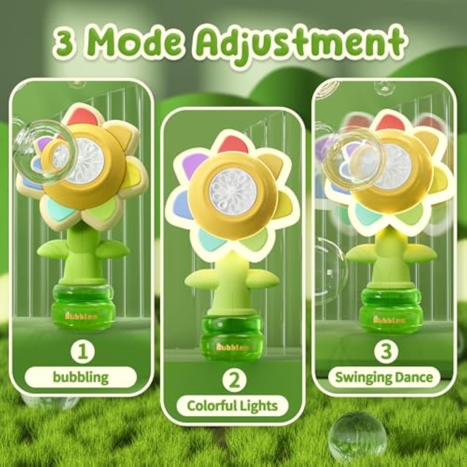 Sunflower Bubble Maker Cute Seven Color Spit Model Colorful Electric Power Dancing Flowers Bubble Machine - Image 7