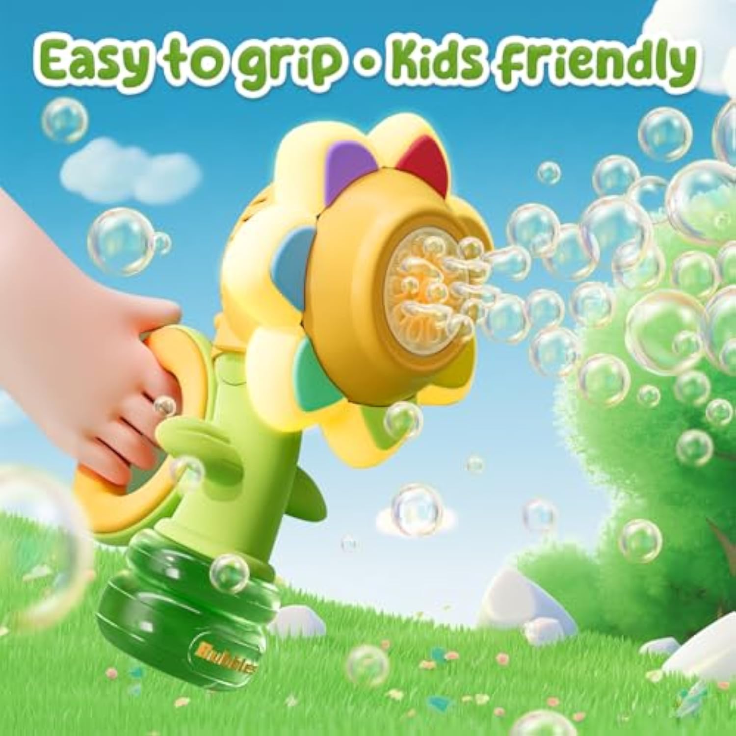 Sunflower Bubble Maker Cute Seven Color Spit Model Colorful Electric Power Dancing Flowers Bubble Machine - Image 9