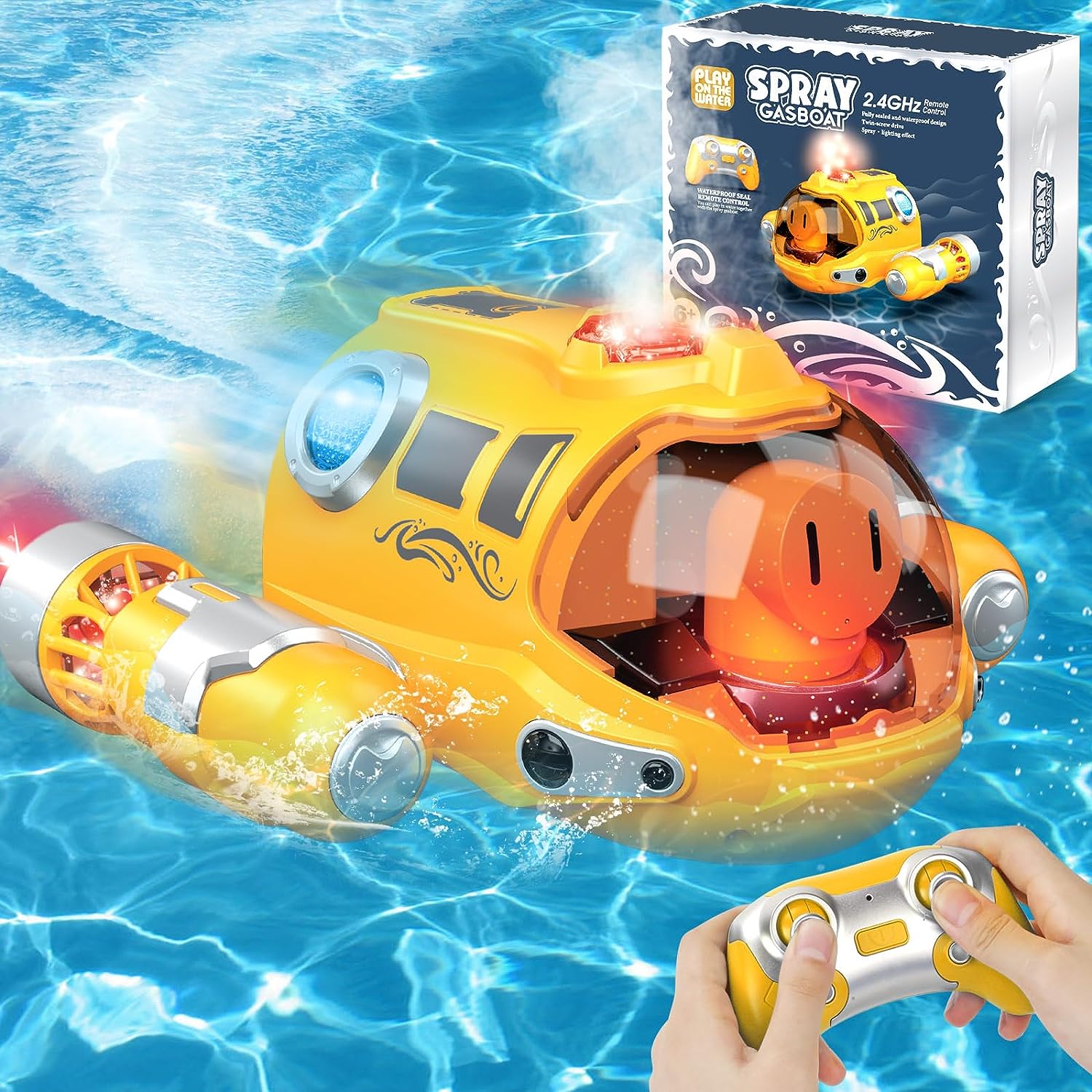 2.4G Mini Water Boat Toy Double Propeller Lighting Spray Motorboat Children Pool Water Remote Control Rc Boat Ship Juguetes - Image 3