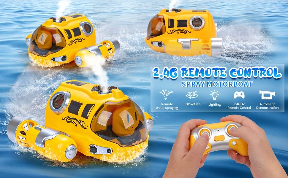 2.4G Mini Water Boat Toy Double Propeller Lighting Spray Motorboat Children Pool Water Remote Control Rc Boat Ship Juguetes - Image 5