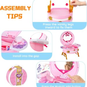 Electric Pretend Play Suitcase Girls Make Up Toys Dressing Table for Girls Toys - Image 20