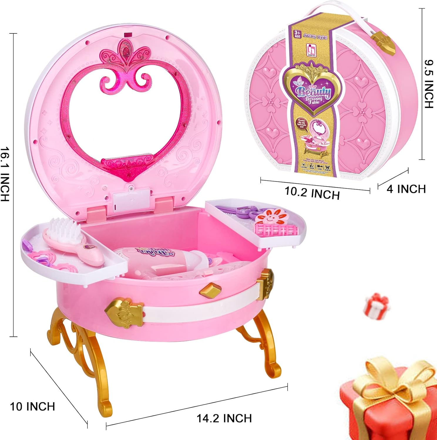 Electric Pretend Play Suitcase Girls Make Up Toys Dressing Table for Girls Toys - Image 11