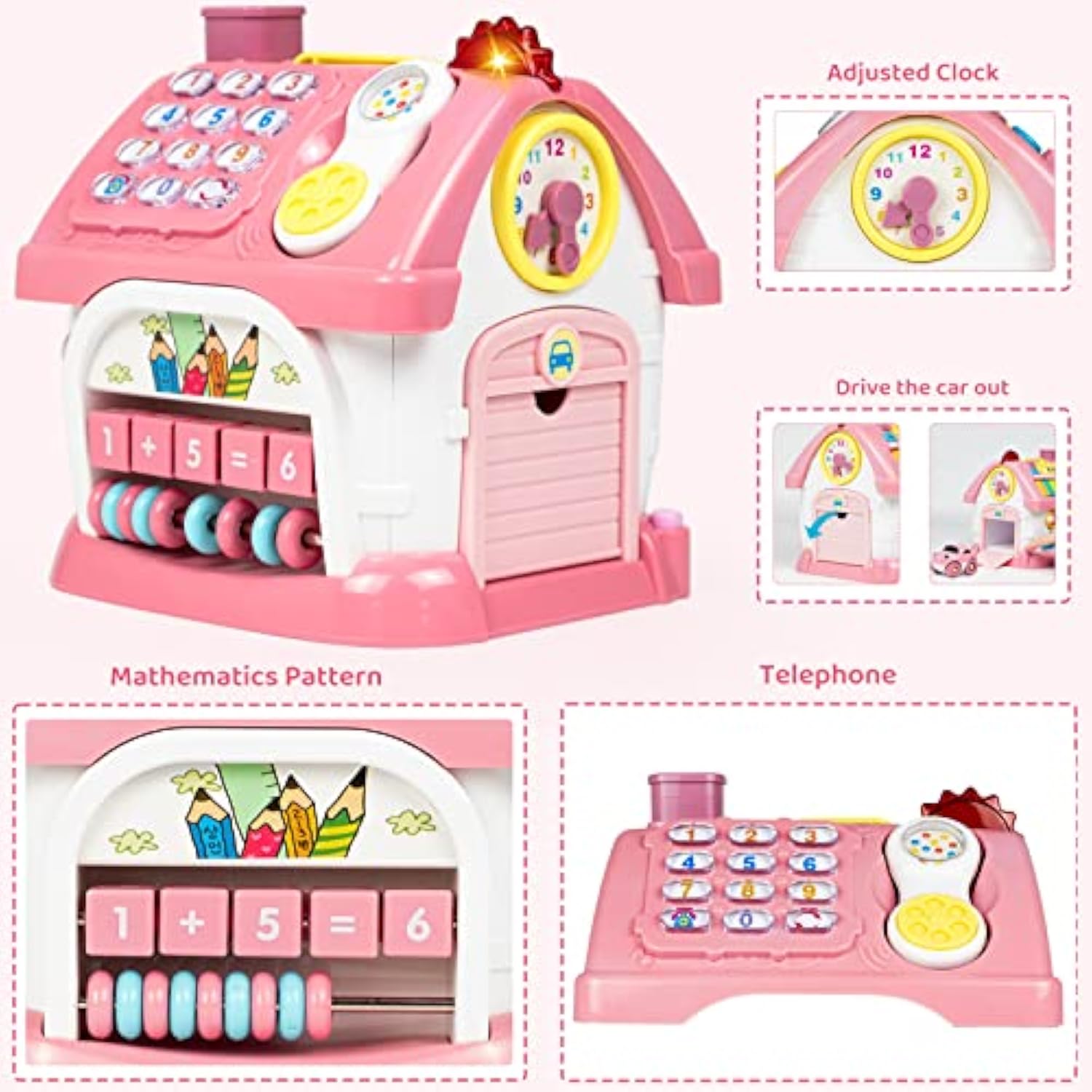 6 in 1 Multi-Functional House Montessori Toddlers Musical Toys Educational Birthday Gift Busy Board Activity Cube - Image 5