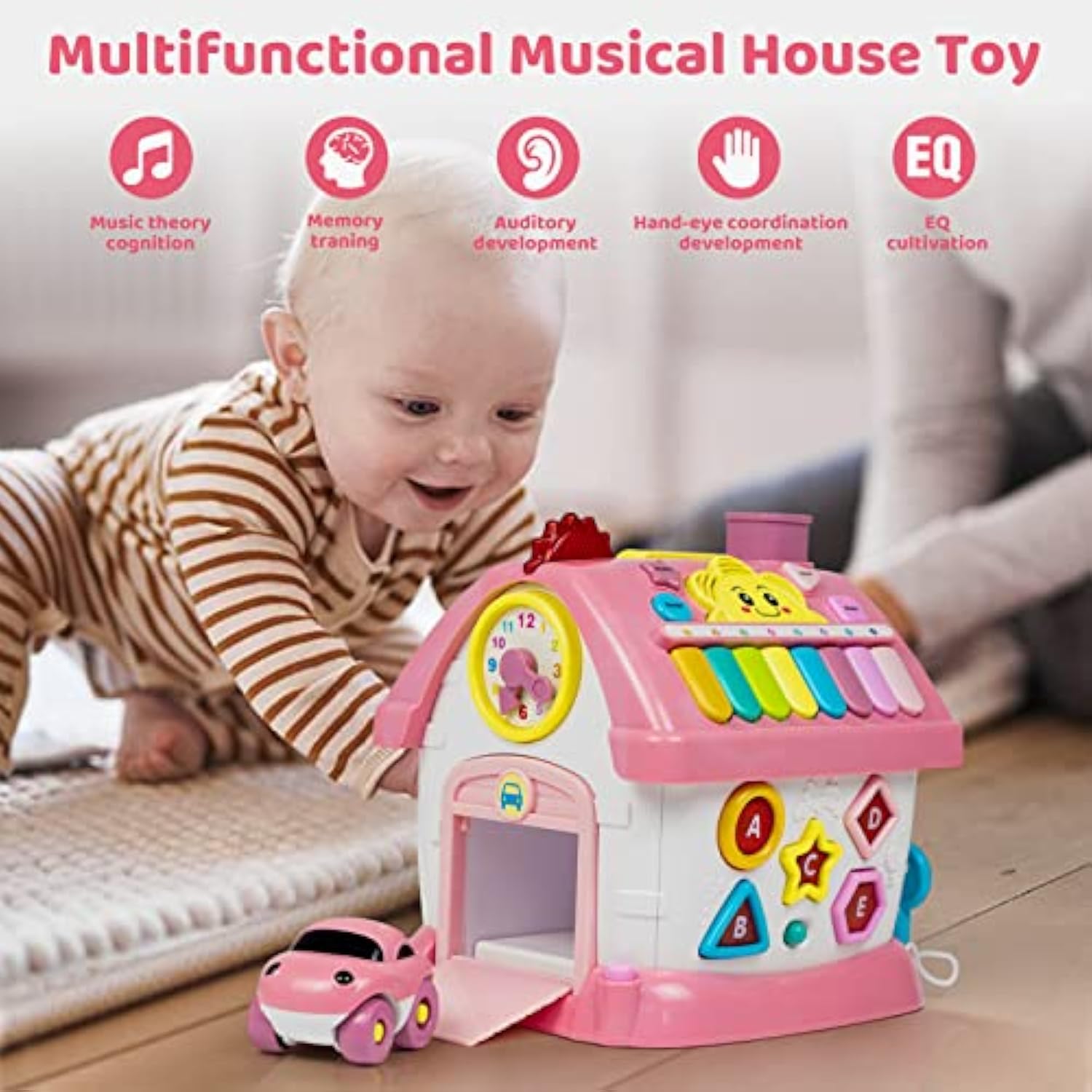 6 in 1 Multi-Functional House Montessori Toddlers Musical Toys Educational Birthday Gift Busy Board Activity Cube - Image 9