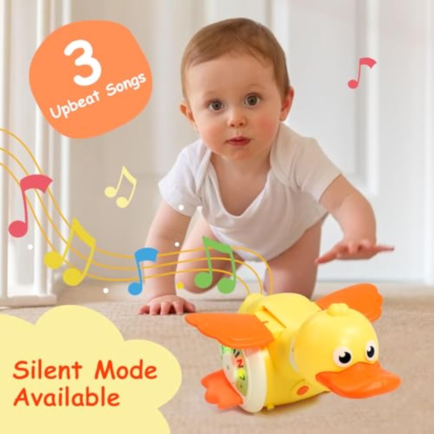 Electric 360° Rotating Foraging Duck Children Cute Fun Sound and Light Round Duck Baby Guide to Learn to Climb Toys - Image 7