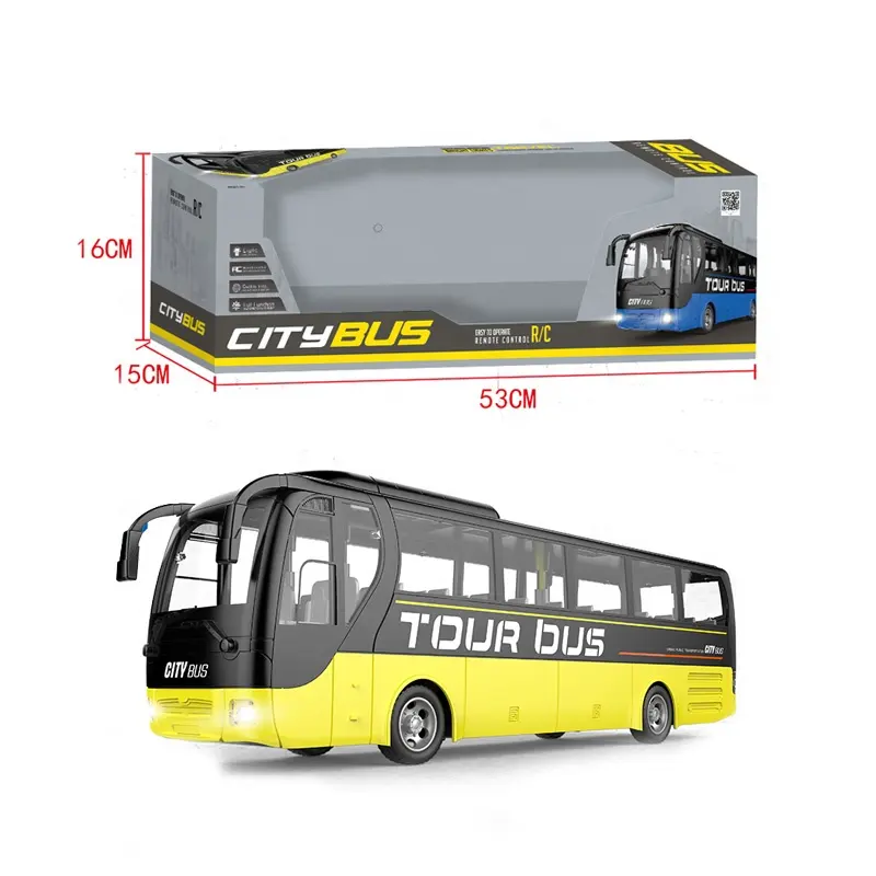 Kids 2 colors remote control car cheap 4 function bus toy with light and USB - Image 3