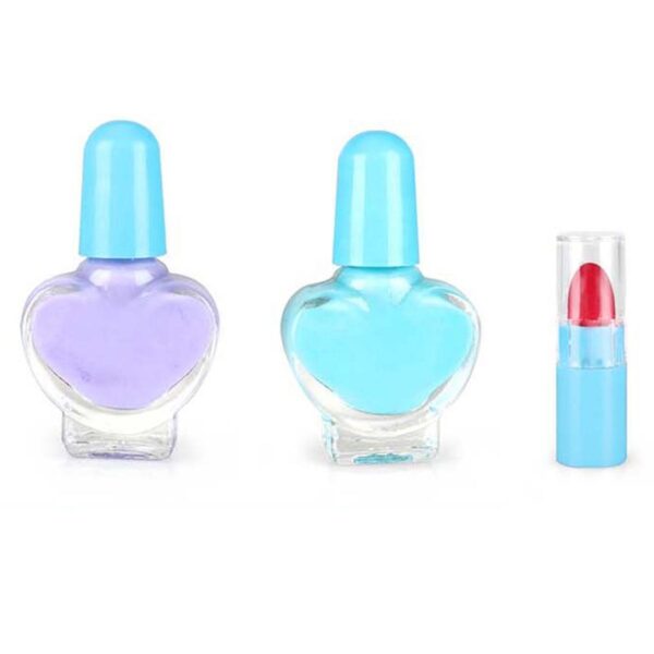Kids Princess Dress Up Kit Nail Polish Beauty Blue Cosmetics Bag Set Real Children Makeup Toyfor Girls - Image 6