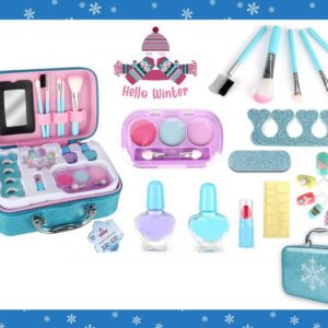 Kids Princess Dress Up Kit Nail Polish Beauty Blue Cosmetics Bag Set Real Children Makeup Toyfor Girls - Image 18