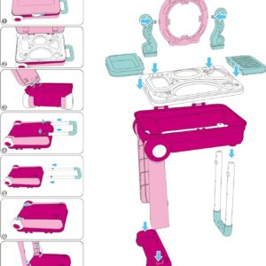 2 in 1 Pretend Play Kids Vanity Table Girls Kids Make Up Set Make Up Table for Kids - Image 18