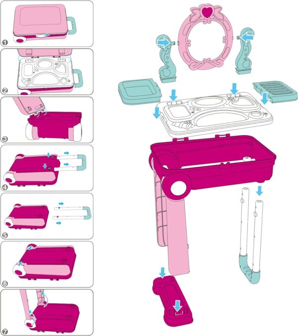 2 in 1 Pretend Play Kids Vanity Table Girls Kids Make Up Set Make Up Table for Kids - Image 10