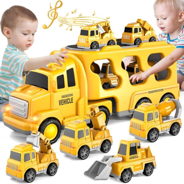 Inertial Lighting Music Engineering Transport Car Storage Truck City Toy TransporterToys Carrier Assembled Vehicle - Image 2